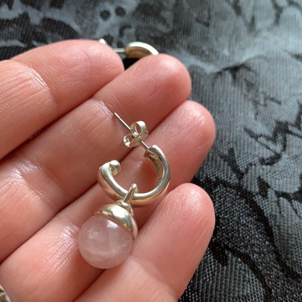 Rose Quartz hoops - Picture 4 of 4